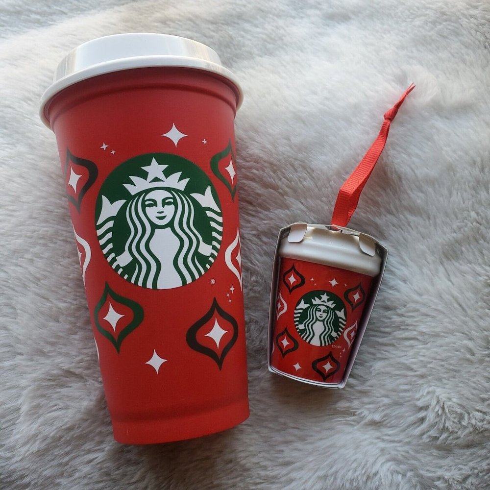 Starbucks Holiday 2023 Red Cup & Christmas Siren Ornament Set NEW